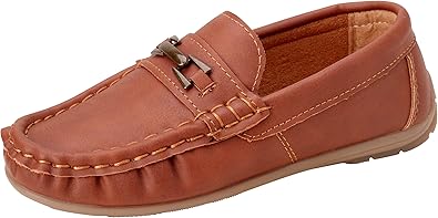 Josmo Boys’ Shoes – Casual Leatherette Moccasin Driving Loafers (Size: 5T-5 Big Kid)