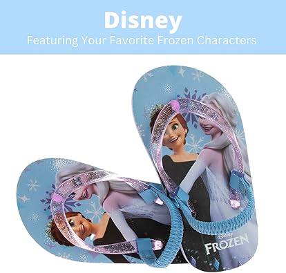 Disney Frozen Character Flip Flops Sandals Kids Water Shoes Beach Slides Summer Slip On Quick Dry (Toddler-Little Kid)