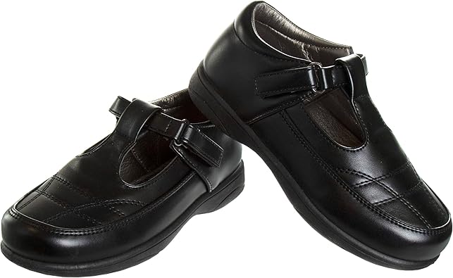 Zapatos Mary Jane para niñas de French Toast, planos, para uniforme escolar, con tirantes, para vestir formales, sin cordones, color negro (talla 5 para niños pequeños)