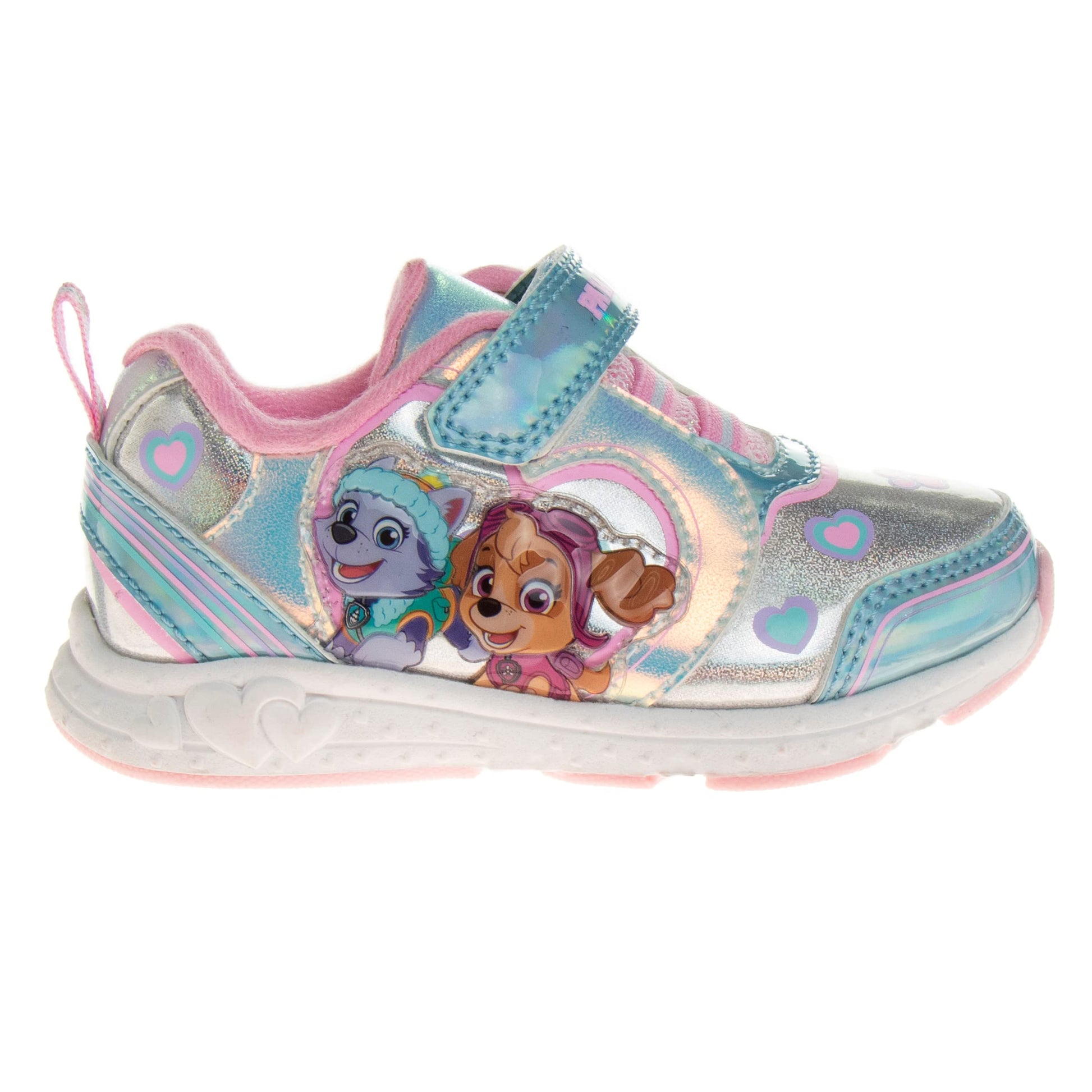 Zapatillas de deporte para niñas de Nickelodeon Paw Patrol: zapatillas deportivas ligeras y transpirables con luces LED para niños pequeños, Skye y Everest, sin cordones, para correr (para niños pequeños)