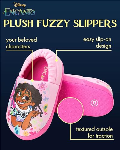 Pantuflas Disney Girl Encanto - Pantuflas de felpa ligeras, cálidas, cómodas y suaves para niñas pequeñas (bebés y niños pequeños)