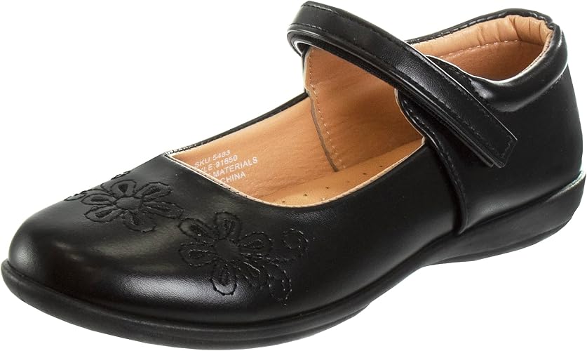 Zapatos Mary Jane para niñas de Josmo, uniforme escolar, bailarinas, sin cordones, color negro (talla 5 para niñas pequeñas)