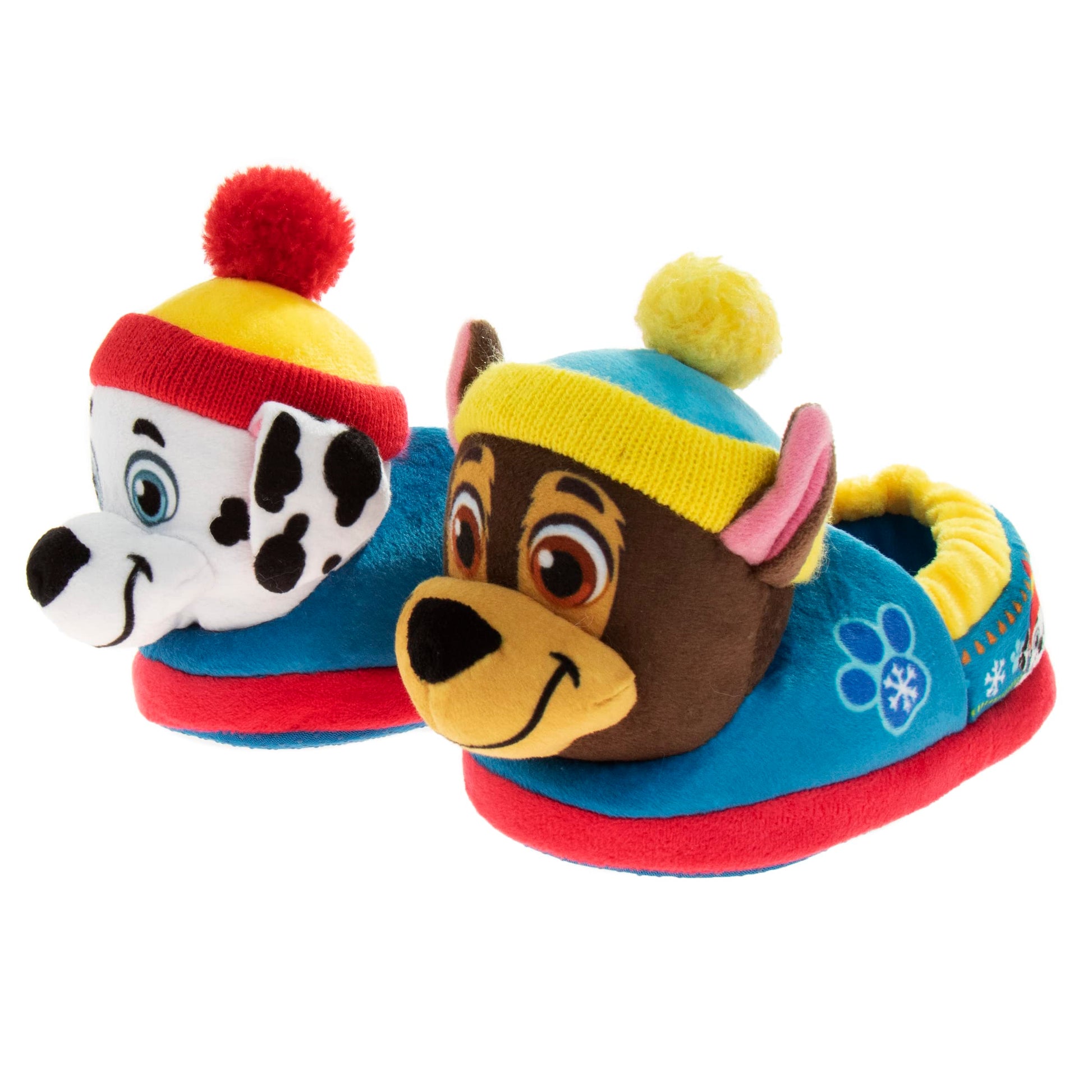 Pantuflas de Paw Patrol de Nickelodeon - Zapatillas de casa para niños Chase y Marshall - Pantuflas de casa suaves, cálidas y afelpadas para interiores - Orejas 3D azules (para niños pequeños)