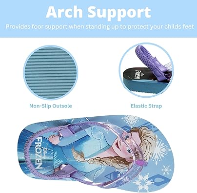 Disney Frozen Character Flip Flops Sandals Kids Water Shoes Beach Slides Summer Slip On Quick Dry (Toddler-Little Kid)