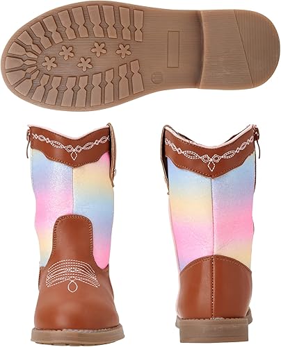 Laura Ashley Girls' Cowgirl Boots - Western Glitter Cowboy Boots (Toddler/Little Girl)