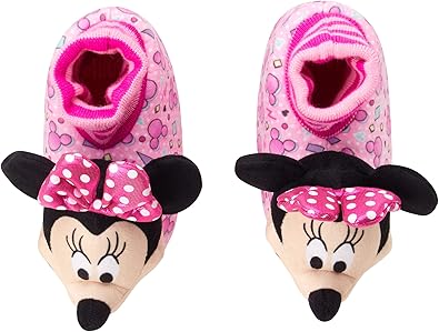 Pantuflas de Minnie Mouse para niñas de Josmo Kids, pantuflas cálidas de felpa para interiores, color fucsia y morado (para bebés y niños pequeños)