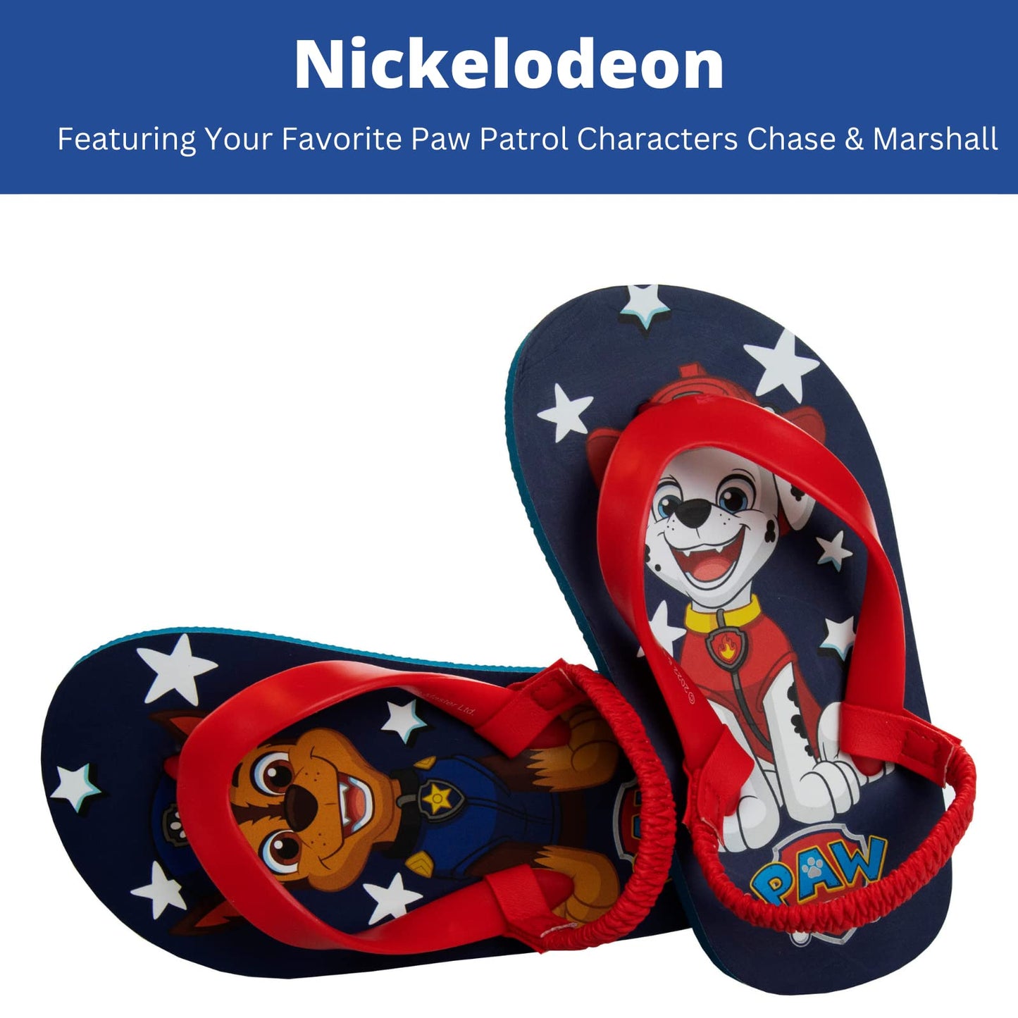 Nickelodeon Paw Patrol Flip Flop Sandals for kids boys - Skye Everest Slip-on Swim Pool Slides Quick Dry Water Shoes with Backstrap - Navy Red (Toddler - Little Kid)