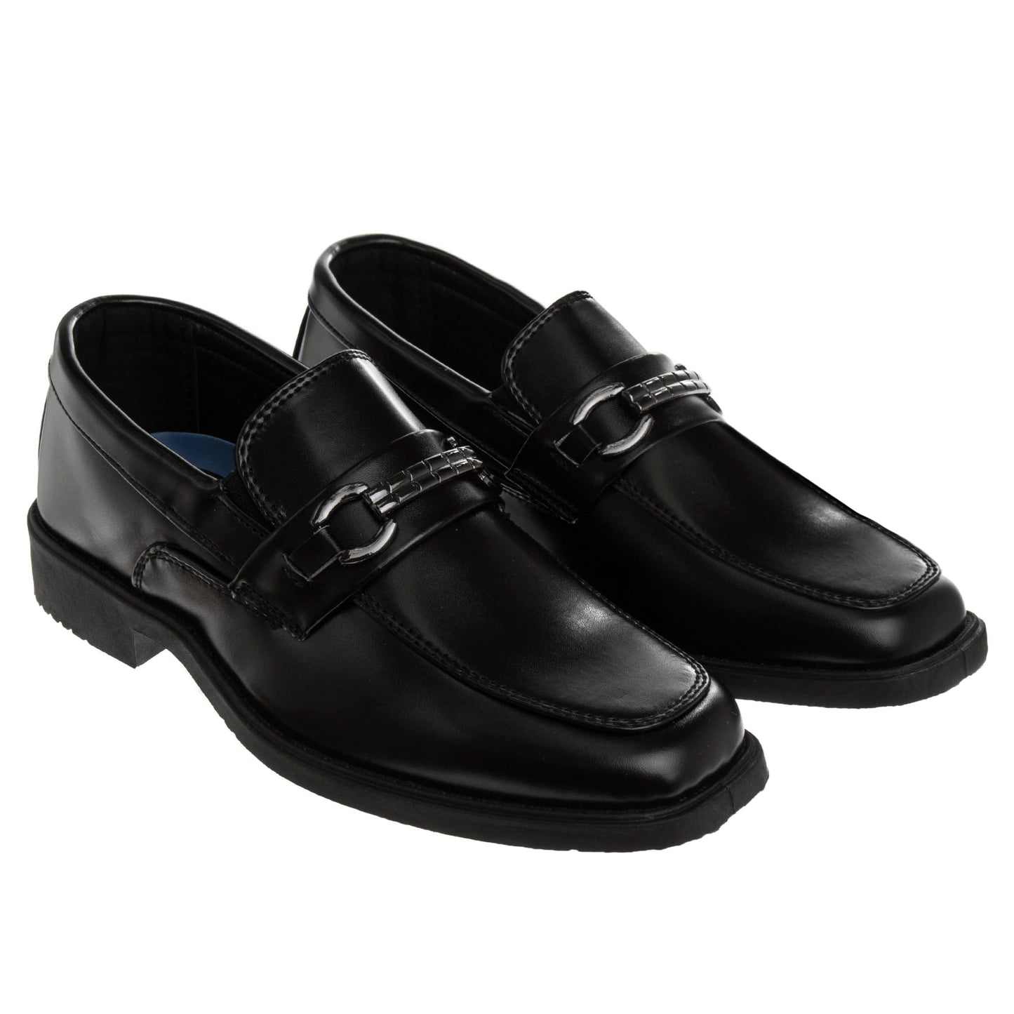 Zapatos de vestir para niños Josmo: mocasines Oxford cómodos sin cordones con hebilla, color negro (niños pequeños de 13 años)