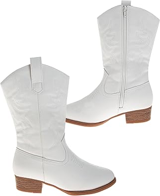 Botas vaqueras de estilo western para mujer de Josmo: botas vaqueras de estilo western hasta la pantorrilla para mujer, color negro (talla 6 para adultos)