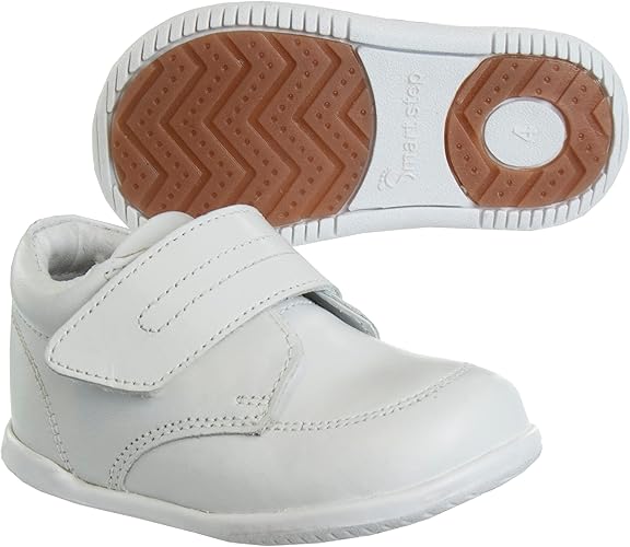 Josmo Smart Step - Zapatos para caminar para bebés, primeros pasos, botas de vestir de cuero, suela antideslizante, caña alta, color negro (talla 3 para bebés)