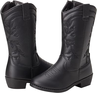 Botas KENSIE GIRL - Botas vaqueras occidentales para niñas (bebé/niña), talla 6 para niñas pequeñas, tachas negras