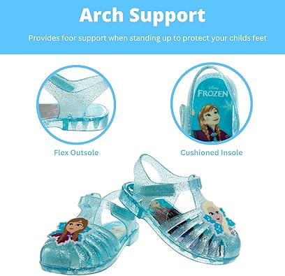 Sandalias de gelatina con personajes favoritos de Frozen de Disney: chanclas de verano para playa, sin cordones, para el agua (azul) (niño pequeño)