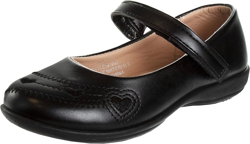 Zapatos Mary Jane para niñas de Josmo, uniforme escolar, bailarinas, sin cordones, color negro (talla 5 para niñas pequeñas)