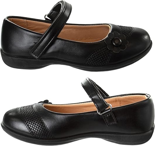 Zapatos Mary Jane para niñas de Josmo, uniforme escolar, bailarinas, sin cordones, color negro (talla 5 para niñas pequeñas)