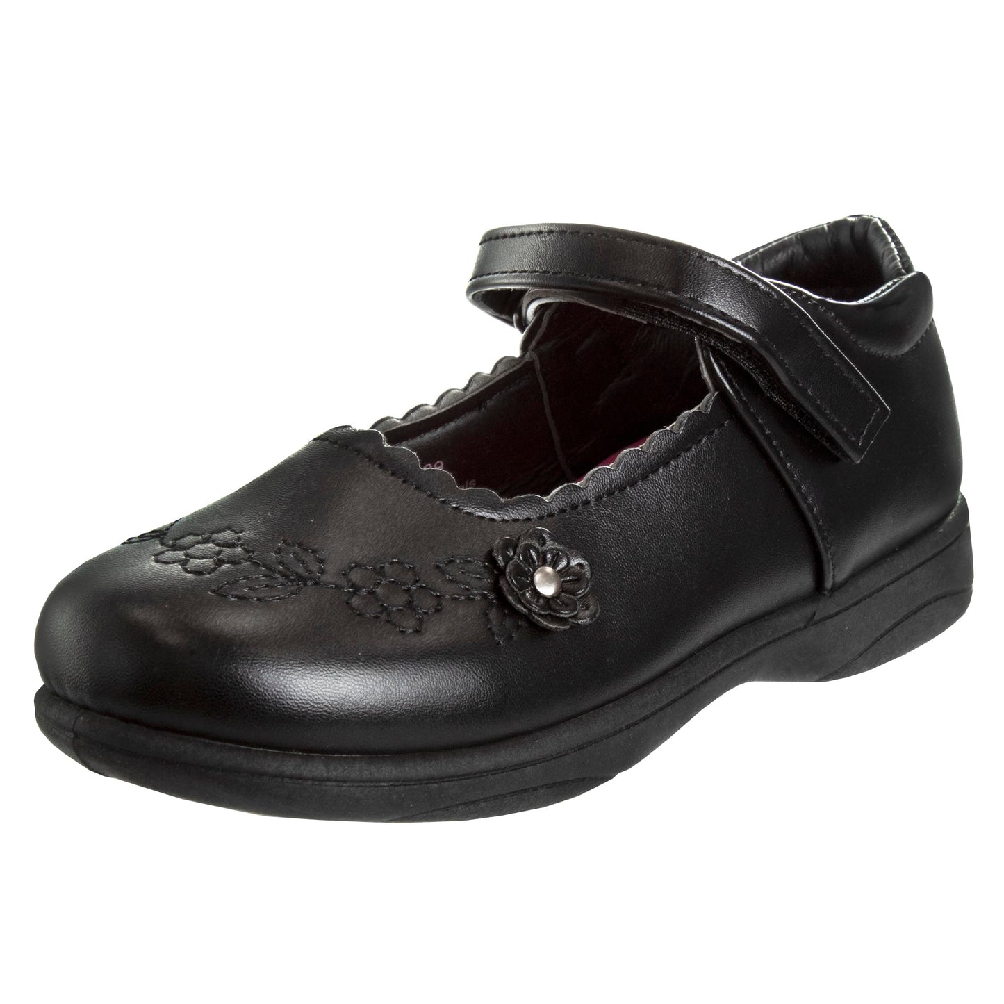 Zapatos de uniforme escolar Mary Jane bordados para niña de Petalia, color negro (talla 5 para niñas pequeñas)