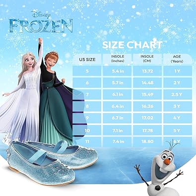 Disney Frozen Mary Jane Flats - Kids Character Princess Dress up Slip-on Shoes (Toddler/Little Kid)