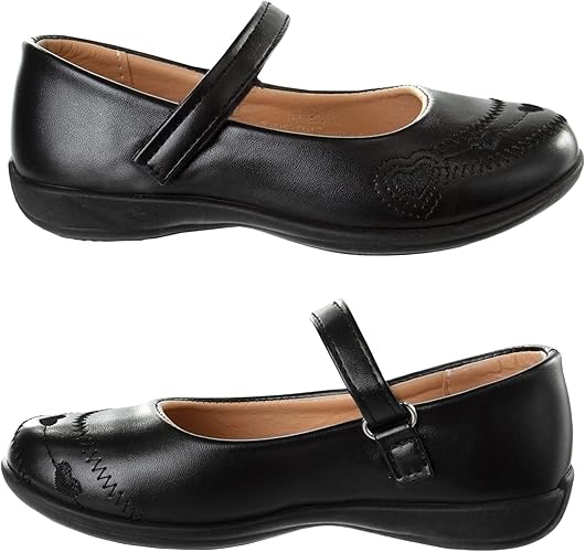 Zapatos Mary Jane para niñas de Josmo, uniforme escolar, bailarinas, sin cordones, color negro (talla 5 para niñas pequeñas)