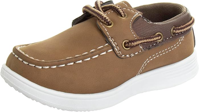 Zapatos náuticos para niños Josmo: mocasines náuticos informales de vestir para niños pequeños, color marrón (6 para niños pequeños)