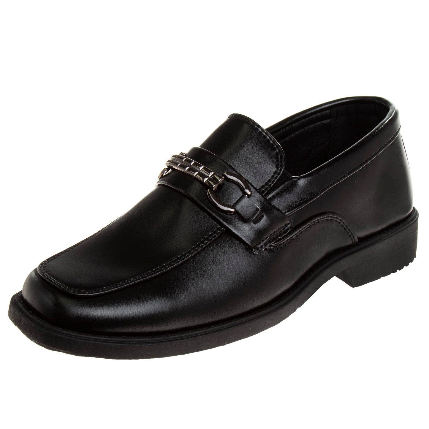 Josmo Boys Dress Shoes – Slip-On Comfort Uniform Oxford Loafer with Buckle Black and Brown (Big Kid/Little Kid) (Size 13-6)