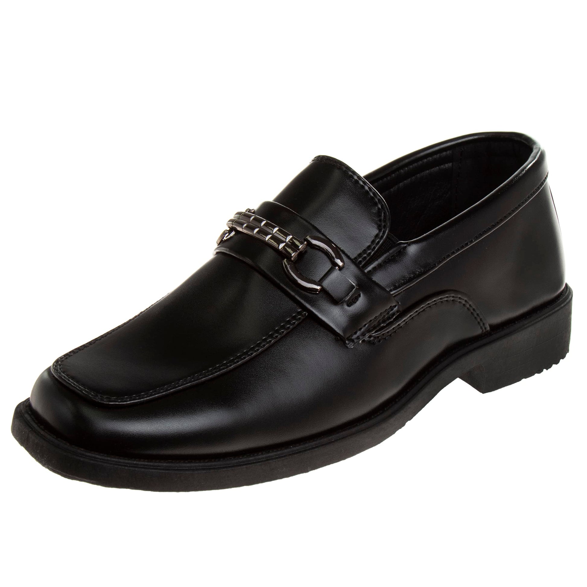 Zapatos de vestir para niños Josmo: mocasines Oxford cómodos sin cordones con hebilla, color negro (niños pequeños de 13 años)