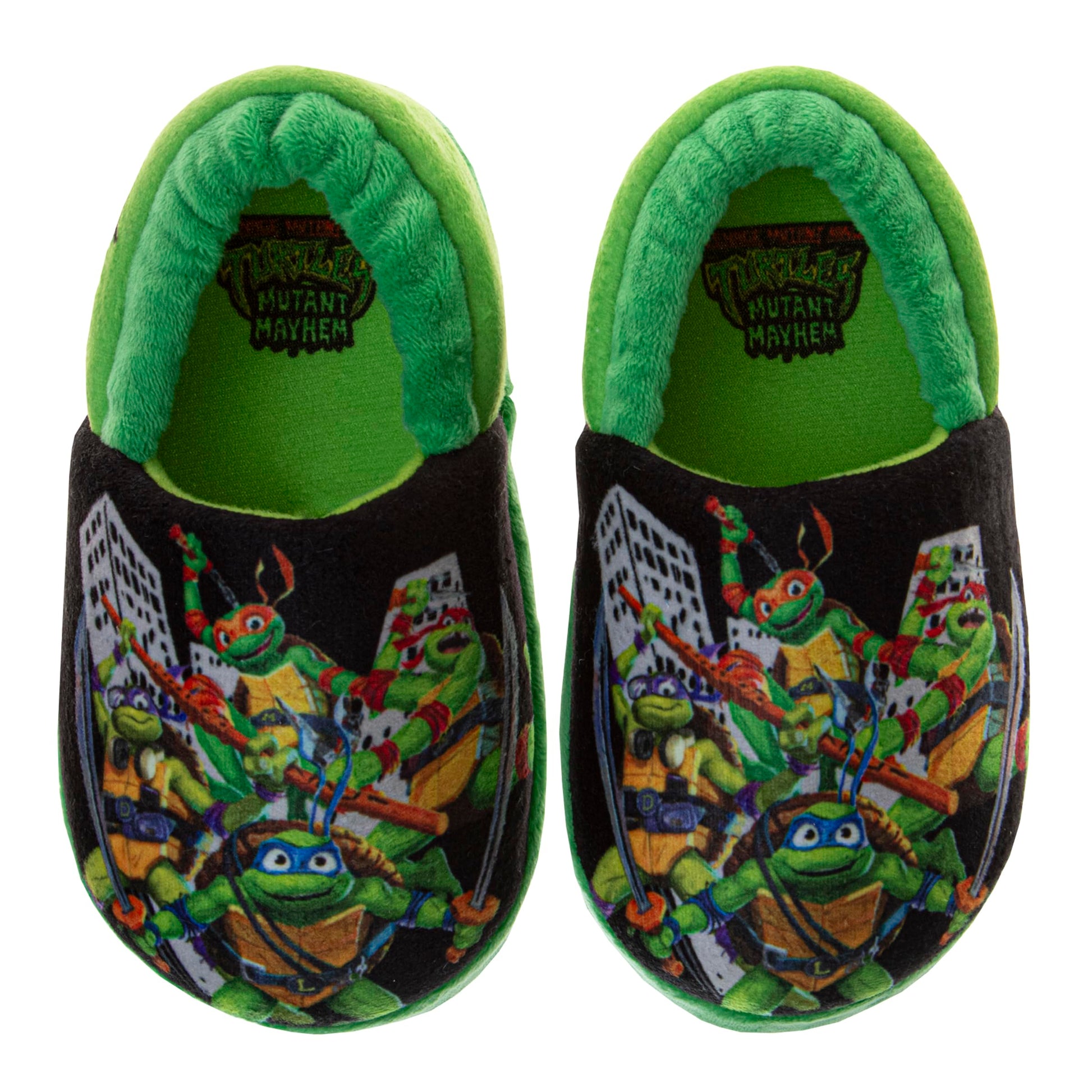 Pantuflas para niños Josmo Kids TMNT cálidas, suaves y ligeras - Zapatillas de casa con las Tortugas Ninja mutantes adolescentes Leonardo, Donatello, Raphael, Michelangelo (para niños pequeños)