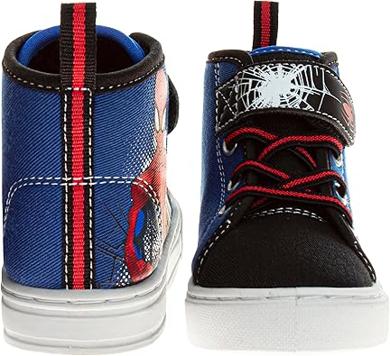 Josmo Boys Spider Man High Top Shoes - Spider-Man Tennis Sport Athletic Lightweight breathable Character Hi-Top Sneakers - Blue/Red (Toddler - Little Kids)