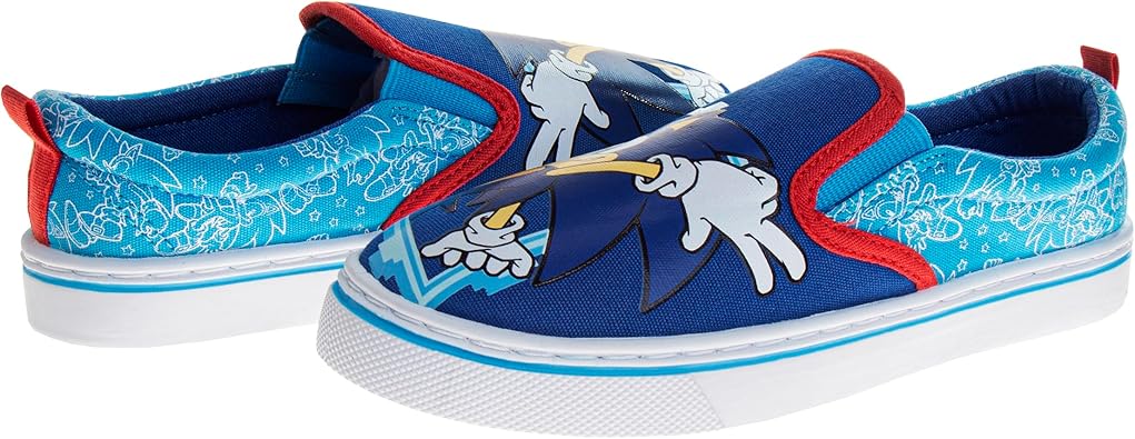 Zapatillas de lona informales sin cordones con personajes de Sonic para niños (niños pequeños y grandes)