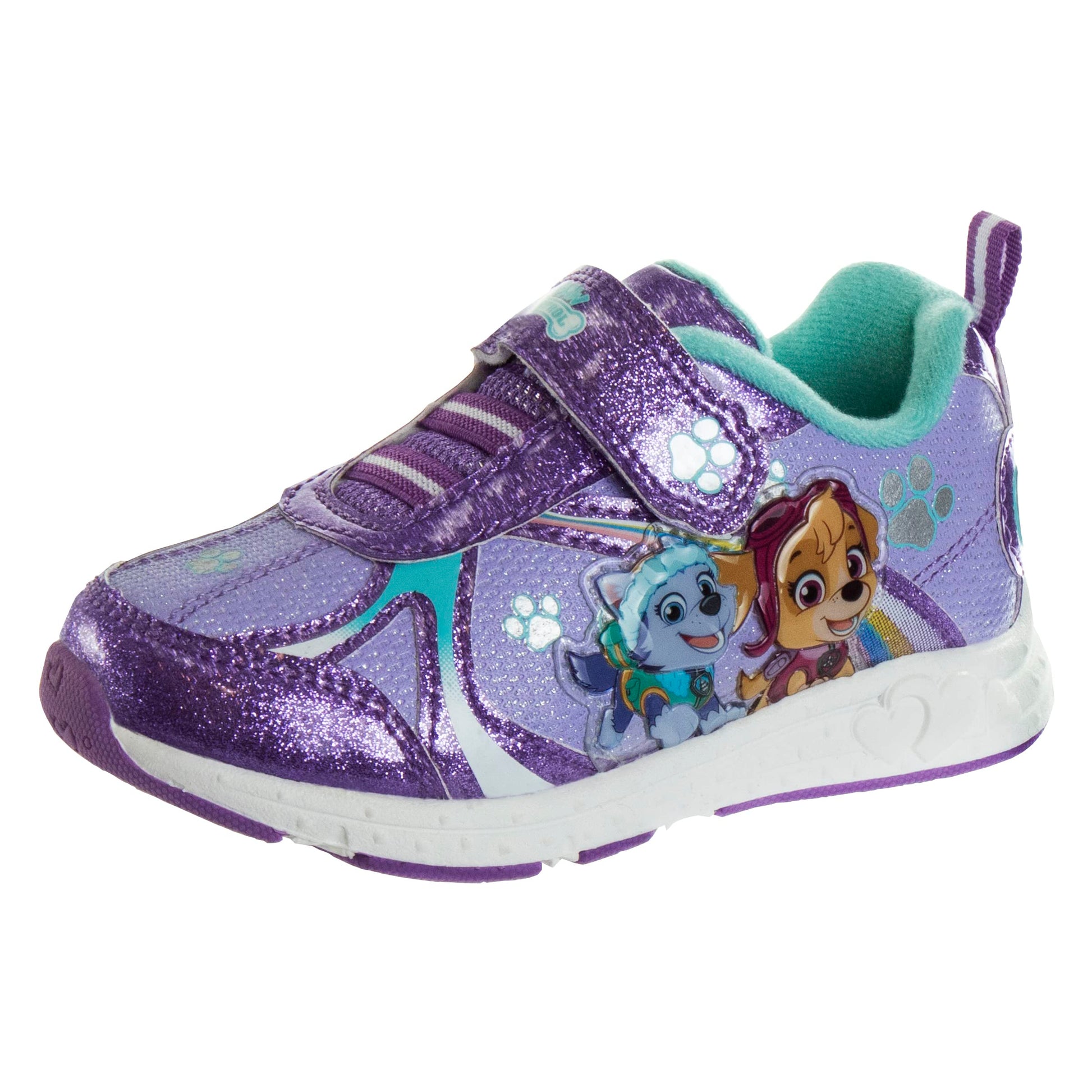 Zapatillas de deporte para niñas de Nickelodeon Paw Patrol: zapatillas deportivas ligeras y transpirables con luces LED para niños pequeños, Skye y Everest, sin cordones, para correr (para niños pequeños)