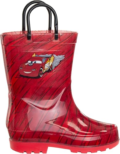 Botas de lluvia impermeables con asa fácil de tirar de Cars Lightning McQueen (para niños pequeños)