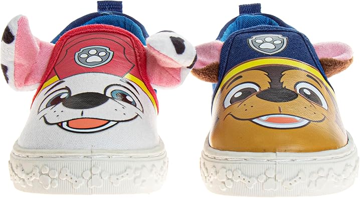 Zapatillas de lona de caña baja de Paw Patrol para niños: zapatillas de caña baja sin cordones Chase y Marshall para niños, azul y rojo (bebés y niños pequeños)