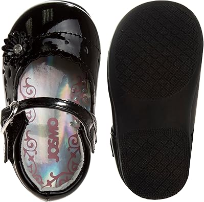 Zapatos planos Mary Jane sin cordones para niñas de Josmo Baby - Zapatos formales de vestir para bebés recién nacidos - Uniforme escolar - Negro (talla 3 para bebés)