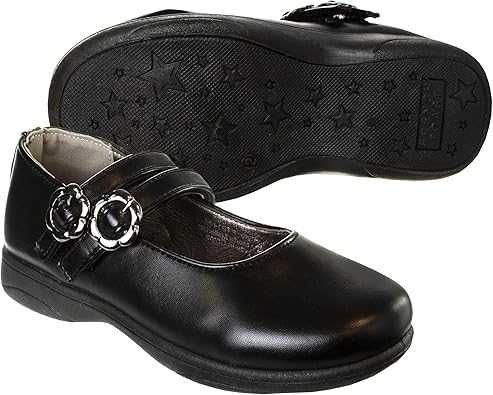 Zapatos Mary Jane para niñas de French Toast, planos, para uniforme escolar, con tirantes, para vestir formales, sin cordones, color negro (talla 5 para niños pequeños)