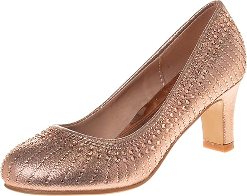 Badgley Mischka Closed Toe Heels for Kids Girls - Block Heel Dress Shoe Pumps with Crystal Frame (Sizes 13-6 Little Kid-Big Kid)