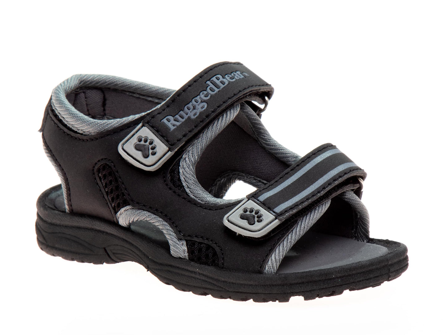 Rugged Bear Kids Boys Girls Open-Toe Outdoor Sport Water Sandals - beach pool slide adjustable strap shoes athletic summer, Black Cloud Grey (5 Medium, Toddler)