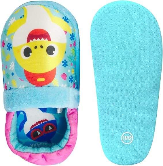 Pantuflas de tiburón para bebés de Nickelodeon para niños y niñas pequeños: pantuflas de felpa con suela antideslizante (niño pequeño/niño pequeño)