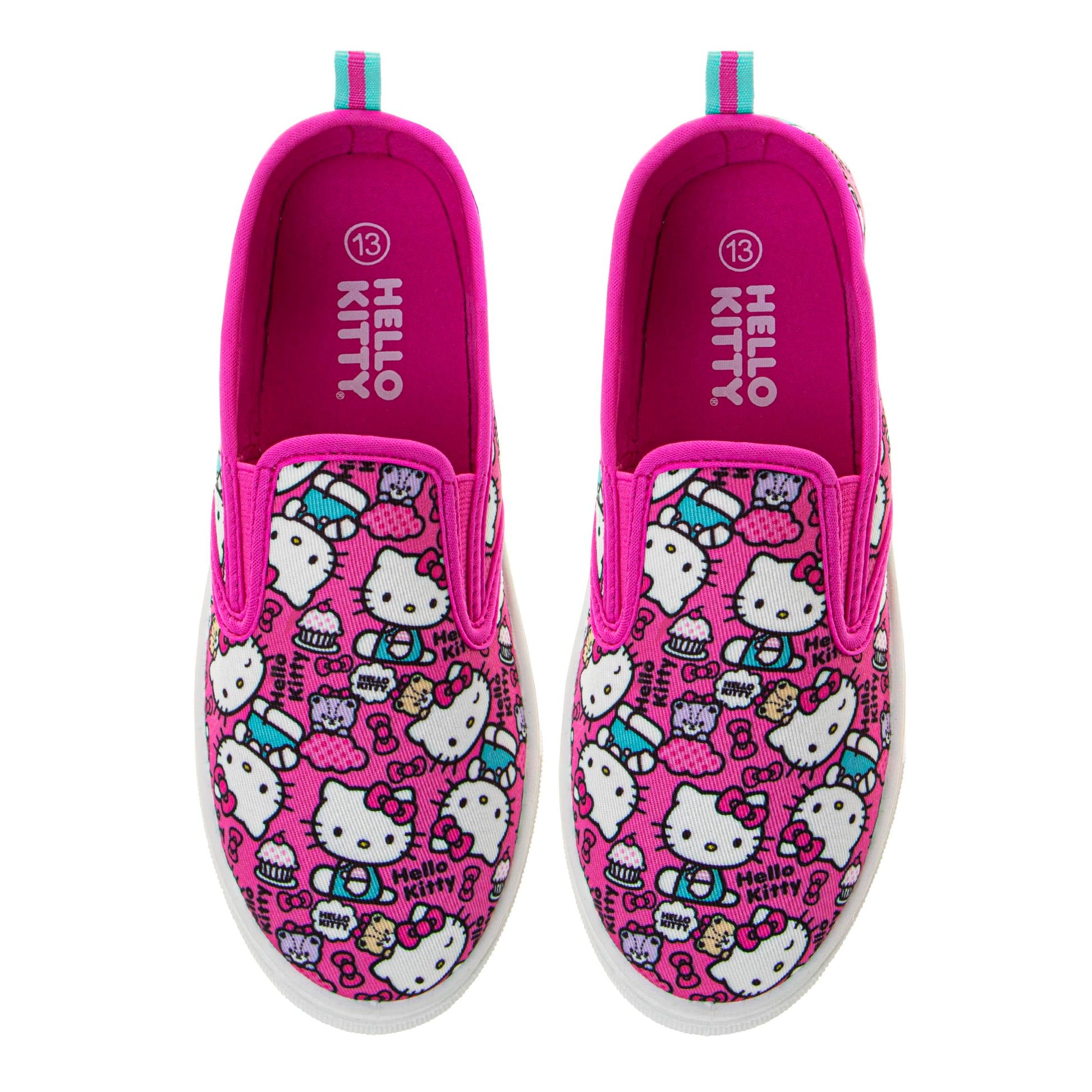 Hello Kitty Low Top Sneakers for Girls - Kids Casual Fashion Laceless Slip on Canvas Shoes - Fuchsia Pink (Little Kid - Big Kid)