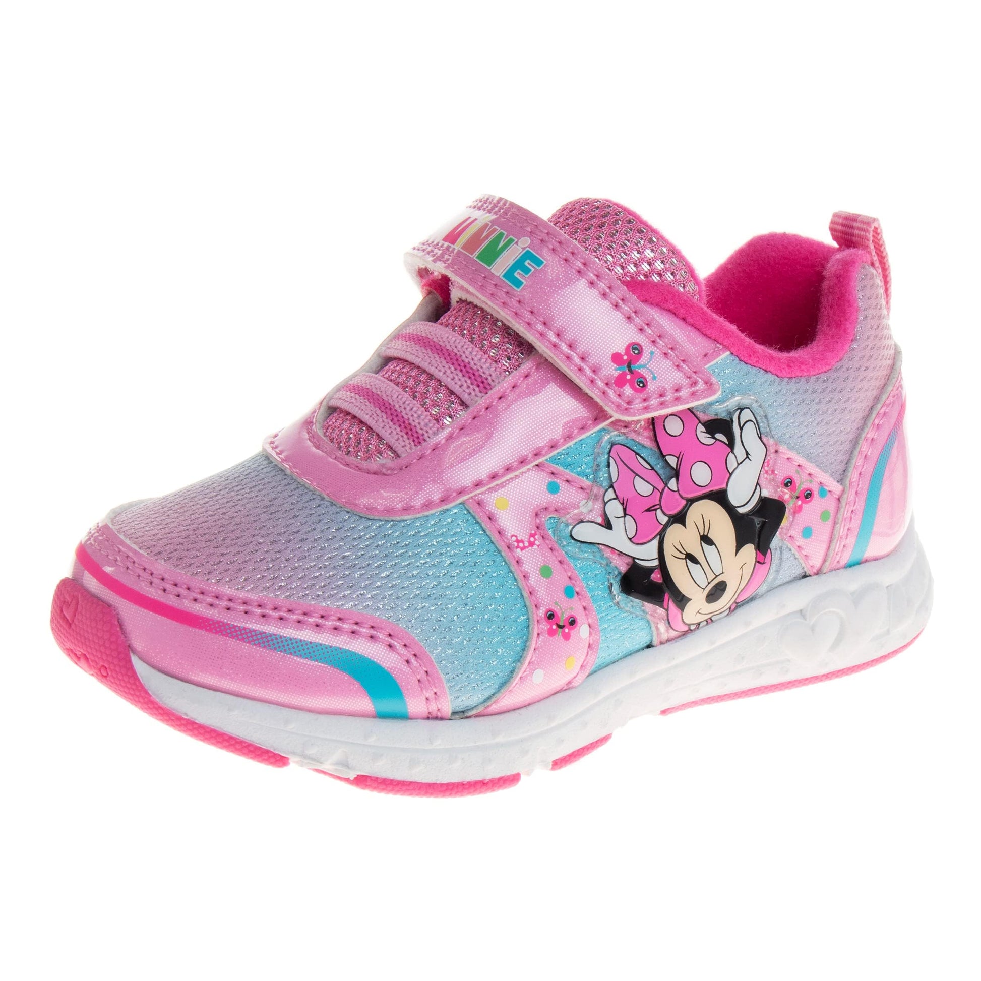 Zapatos de Minnie Mouse de Disney para niñas: zapatillas sin cordones con luces de Minnie Mouse (niña pequeña)