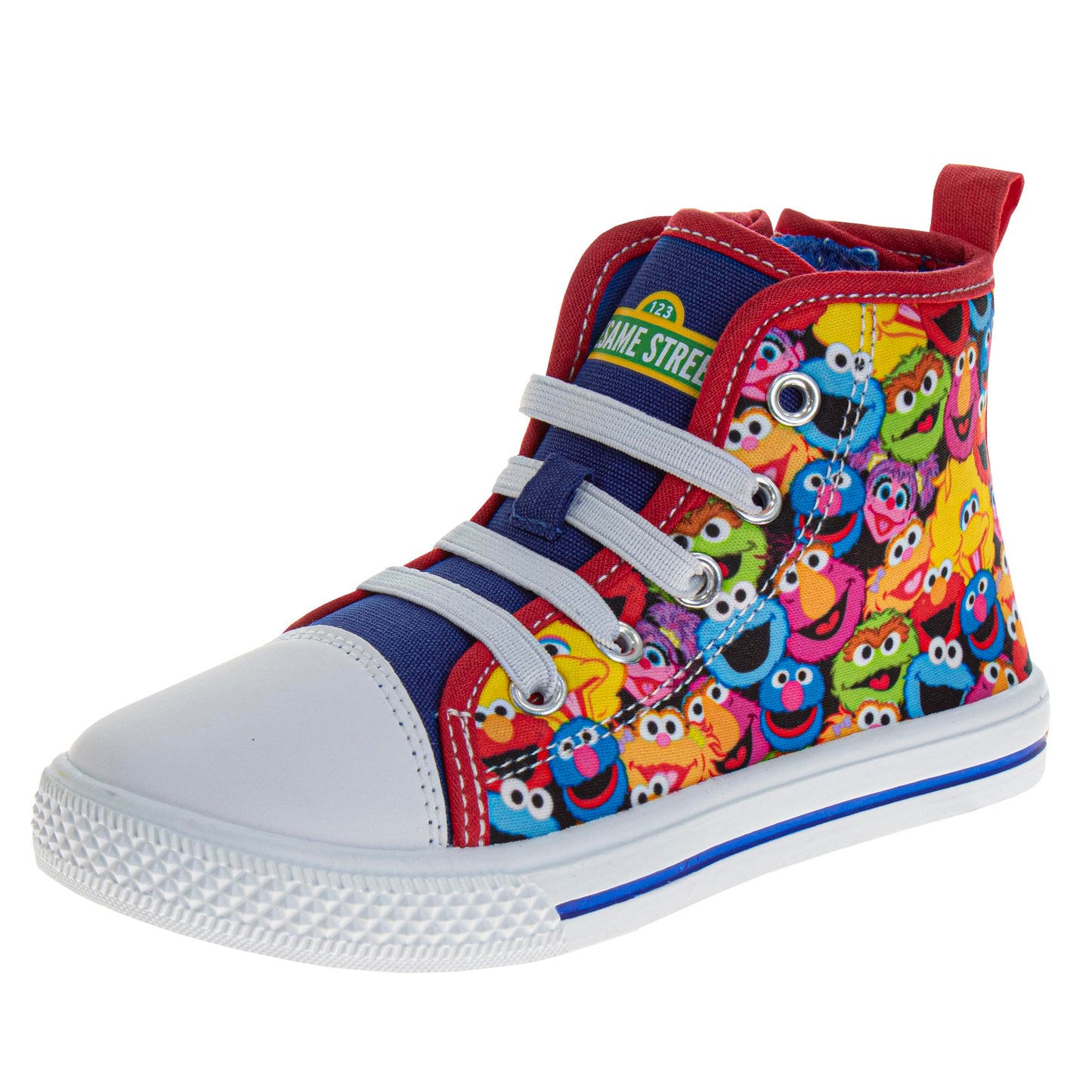 Sesame Street Shoes Lace Up - Elmo Big Bird Cookie Monster Grover Oscar Telly Zoe Abby Kids High Top Sneaker - Multi Color (Toddler - Little Kids)