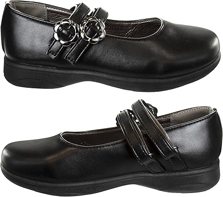 Zapatos Mary Jane para niñas de French Toast, planos, para uniforme escolar, con tirantes, para vestir formales, sin cordones, color negro (talla 5 para niños pequeños)