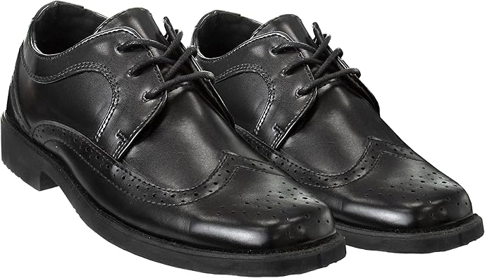 Josmo Boys Classic Comfort Dress Wing-Tip Oxford Shoe (niño pequeño, niño pequeño, niño grande), talla 7 para niños pequeños, negro