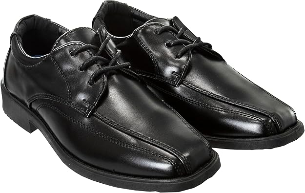 Zapatos de vestir para niños French Toast - Zapatos formales informales Oxford con cordones clásicos - Negro (talla 7 para niños pequeños)