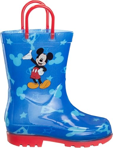 Botas de lluvia impermeables de Mickey Mouse con asa fácil de tirar (para niños pequeños)