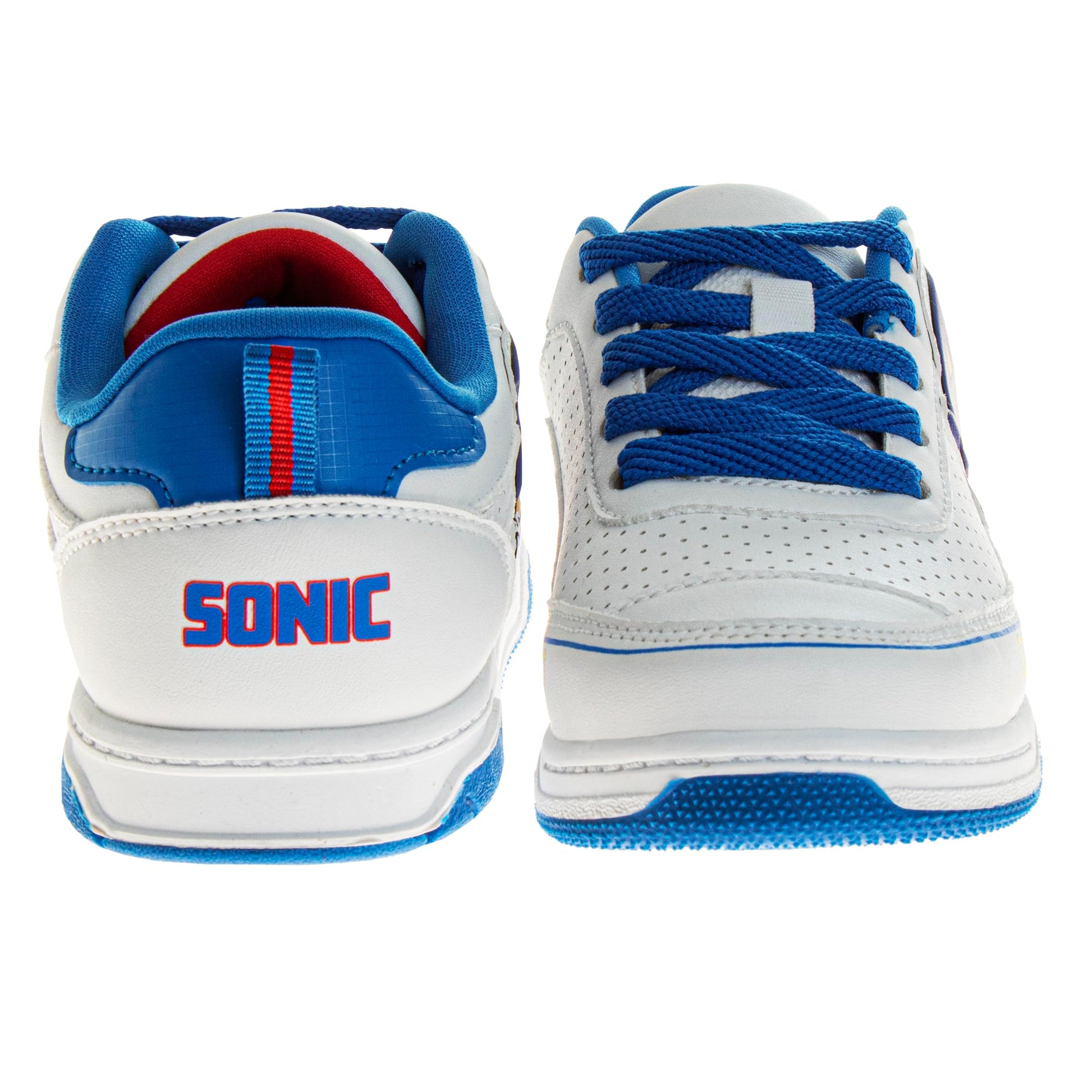 Josmo Kids Sonic The Hedgehog Sneakers - Characters Slip on Lace up Casual Fashion Tennis Boys Shoes - White Blue (Size Toddler - Little Kid)