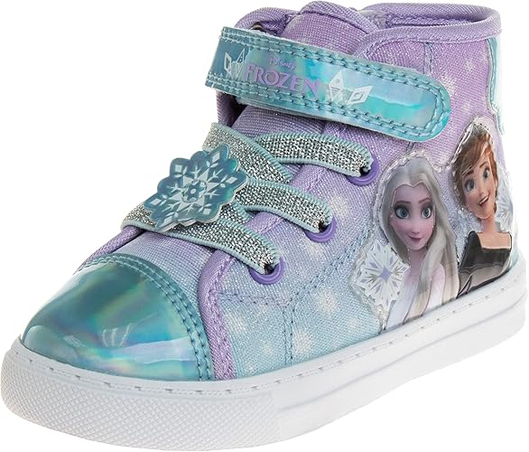 Zapatillas de lona informales Frozen - Zapatillas sin cordones con personajes de Anna y Elsa para niñas (tallas para niñas pequeñas)