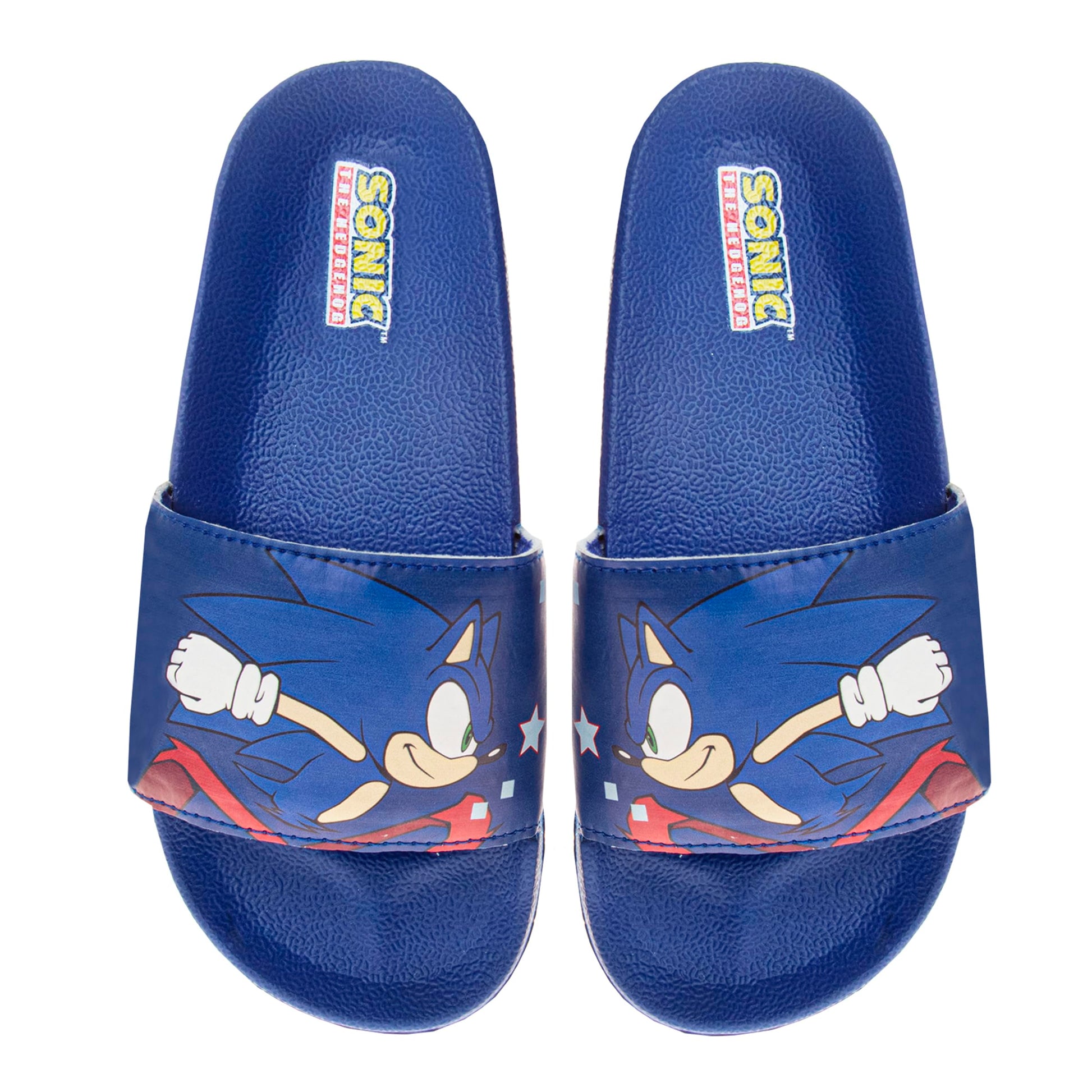 Josmo Sonic the Hedgehog Slides - kids boys Summer water pool shoes Beach Open Toe Outdoor Slip-on Character Sandals (sizes 11-5 Little Kid/Big Kid)