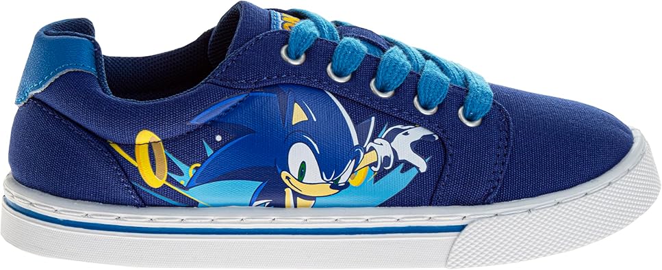 Zapatillas de lona de caña baja de Sonic, informales, sin cordones, de Sonic The Hedgehog, para niños (niños pequeños y grandes)