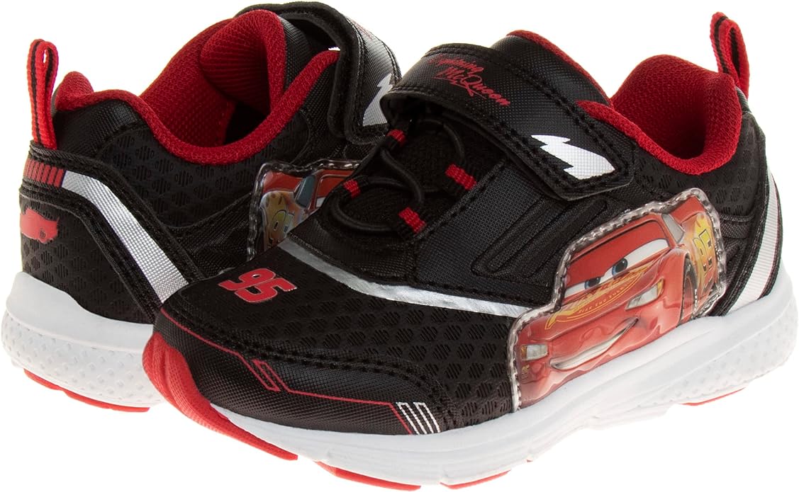 Zapatillas deportivas con luces LED de Disney Pixar Cars: zapatillas ligeras y transpirables de Lightning McQueen para niños (talla para niños pequeños)