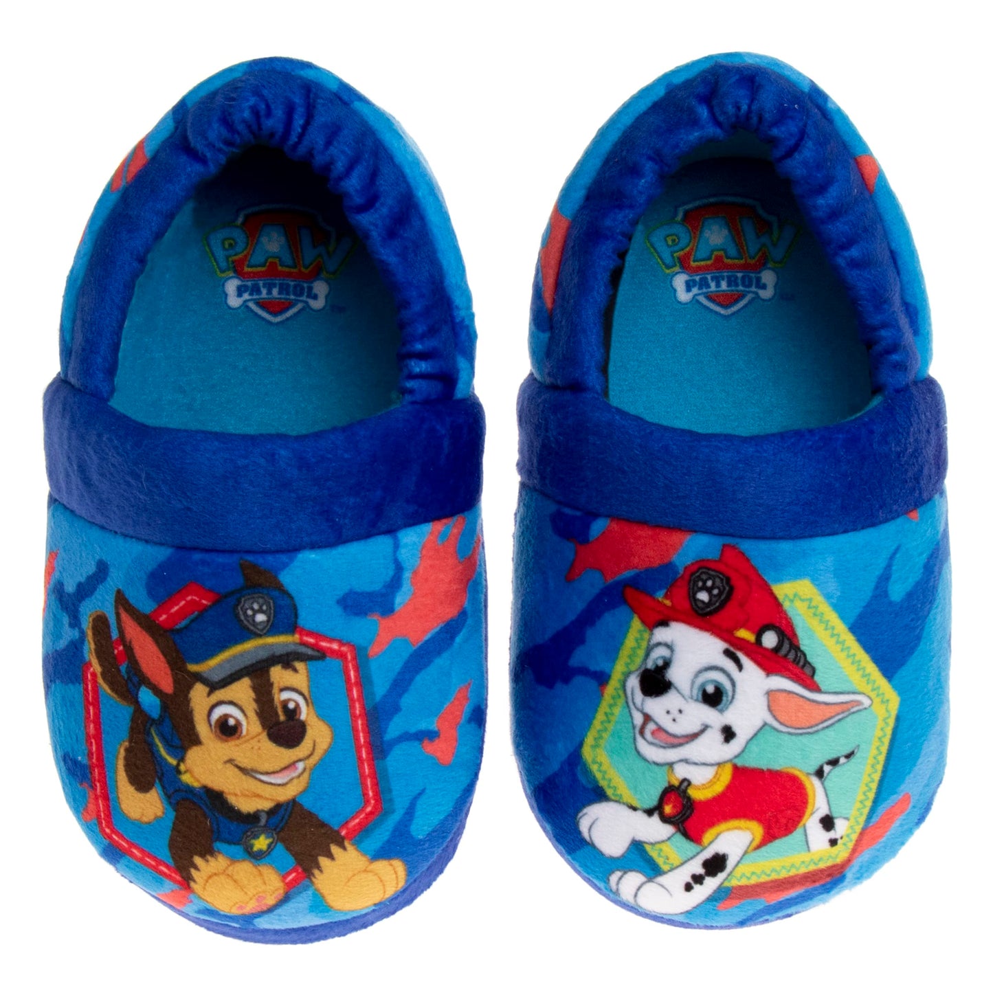 Pantuflas de Paw Patrol de Nickelodeon - Zapatillas de casa para niños Chase y Marshall - Pantuflas de casa suaves, cálidas y afelpadas para interiores - Orejas 3D azules (para niños pequeños)