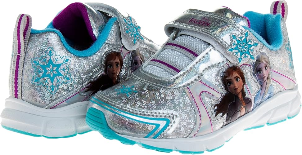 Zapatillas de deporte Frozen de Disney para niñas: zapatillas para correr sin cordones con luces (niña pequeña)