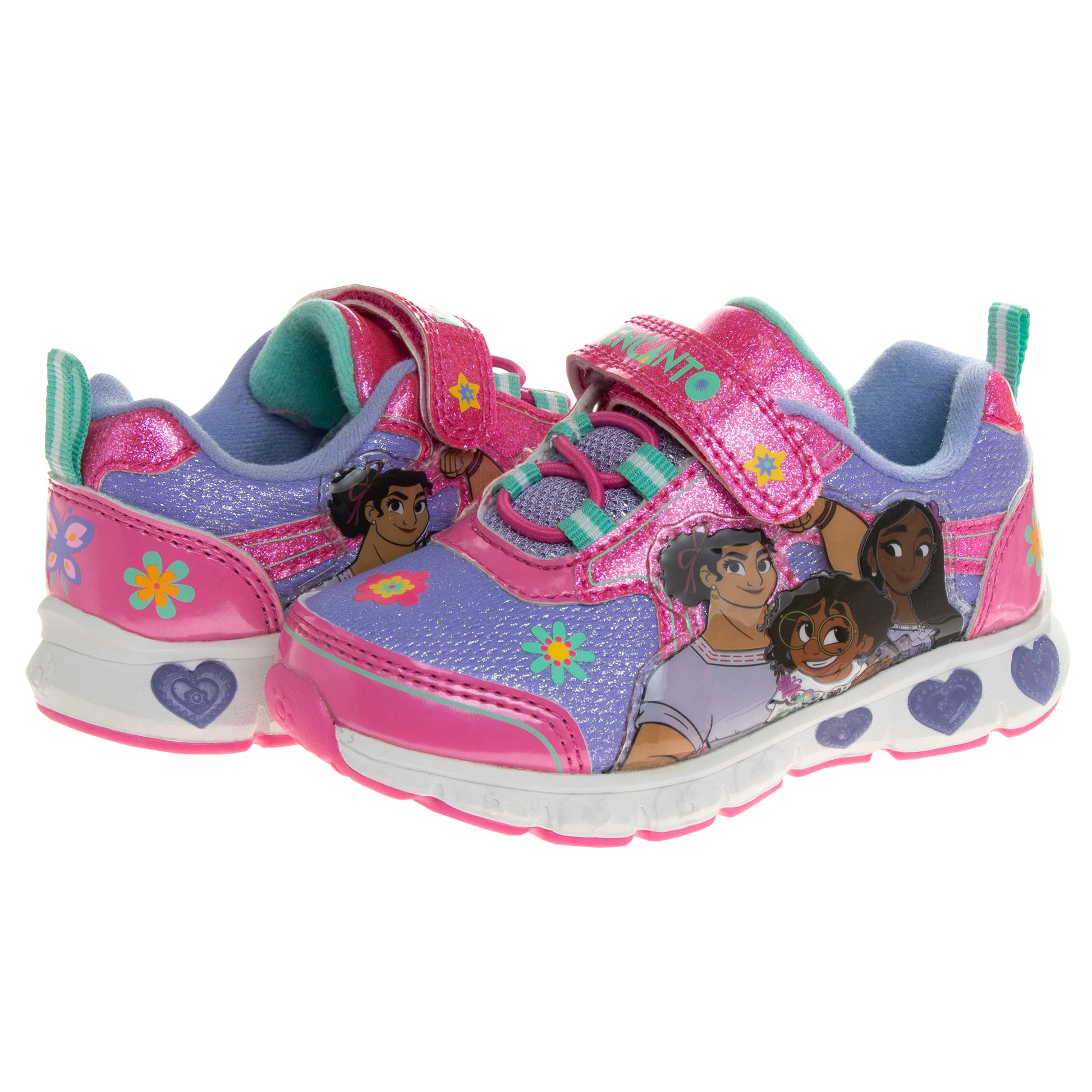 Zapatillas con luces Encanto de Disney para niñas - Zapatillas sin cordones con luces LED Mirabel - (talla para niñas pequeñas)